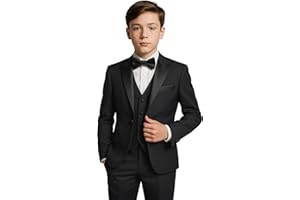 SIRRI Traje de Cena de Esmoquin para niños, Traje de Fiesta de Boda Completo de 5 Piezas