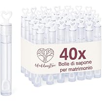 48 bottigliette di bolle di sapone a forma di cuore bianco