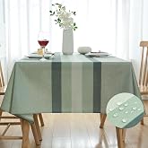 Tablecloth Modern Stripes 100x100 Stain Resistant Tablecloths Linen Green Elegant Square Table Waterproof Protector Dining Ta