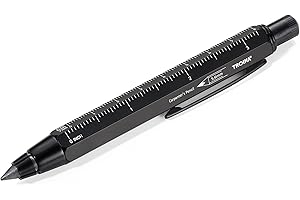 ‎TROIKA Troika Zimmermann 5.6 Pencil Case Lead Pencil (5.6 mm HB Lead) – Centimeter/Inch Ruler – 1:20 m / 1:50 m Scale – Pencil Sharpener – Painted Brass – Original from Troika