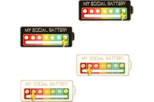PSOWQ Social Battery Pin - Distintivo della Batteria Sociale 7 Giorni Pin della Batteria Sociale Pin, Spille interattive per la Salute mentale，Spilla per la visualizzazione dell'energia(4 PCS)