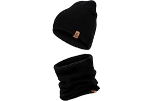 HEYO Herren Mütze Schal Set, gestrickte Wintermütze mit Schlauchschal, Warm Winterset HZ0013