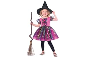 amscan Girls Colorful Rainbow Witch Halloween Fancy Dress Costume