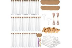 ROSELEE Tubos de Ensayo Plastico con Tapon de Corcho 50 Piezas Tubo de Ensayo Transparente 15ml Probetas Plastico para Bodas Chuches Laboratorio Decorativa Plantas Flores Sal Baño Especias
