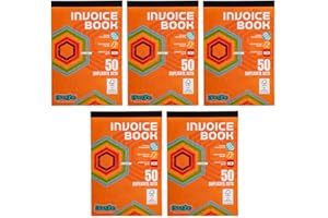 Booghe,Carbonless NCR Duplicate Invoice Book - 50 Sets - 137 x 203mm Pack of 5