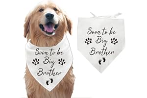 arricraft 1 bandana per Cani Da Compagnia, Bandana per Animali Domestici In Cotone Bianco con Triangolo "Presto Sarà Il Fratello" Parole Paws Sciarpa Lavabile Bavaglini Accessori Chief Gender