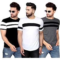 SCATCHITE Pack of 3 Round Neck Half Sleeve Casual T-Shirts for Men's & Boy's