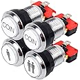 EG Starts Arcade Buttons Chrome Silver Plated 5V / 12V LED Illuminated Push Button 1P / 2P Player Start Buttons / 2x Coin Buttons for MAME/JAMMA/Fighting Games/Arcade Video Games Kit Parts