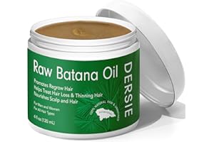 DERSIE Raw Batana Oil for Hair Growth: Unrefined Solid Batana Oil Sourced from Honduras - 100% Pure & Organic Approved by Dr Sebi - Promotes Thicker & Stronger Hair for Women & Men (4 FL OZ)