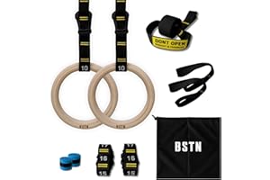 Bestable BSTN Wooden Gymnastic Rings 32mm with Adjustable Numered Straps, Olympic Gym Rings for Gymnastic – Premium Fitness Equipment for Home Workout, Calisthenics, Crossfit & Strength Training