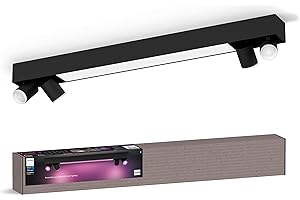 Philips Hue White & Color Ambiance Centris 4er Spot, dimmbar, 16 Mio. Farben, steuerbar via App, kompatibel mit Amazon Alexa, schwarz, neue Generation