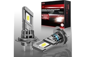 AUXIRACER Ampoule H7 LED sans Polarité,30000LM 120W 6500K Blanche Xénon 500% Lumineux Phares LED H7 Voiture et Moto,Remplacement Halogène pour Feux de Route et de Croisement ，2 Set