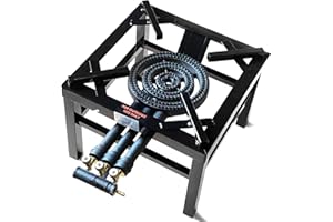 HOUSETRONICS WISH CLICK DONE Black 12.2kw Triple Key Heavy Duty LPG Gas Cooker - Cast Iron Steel Boiling Ring Burner for Outdoor Catering, Commercial, Picnic, Party, Wedding, Camping (BLACK)