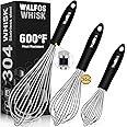 Stainless Steel Whisk Set - 3 Packs Balloon Whisk, Thick Stainless Steel Wire ＆ Strong Handles, Egg Frother for Cooking, Blending, Whisking, Beating, Stirring (21cm,23cm,28cm)
