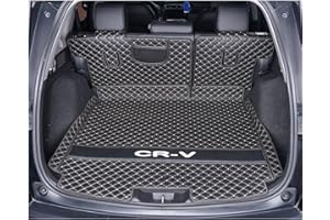 ZYCHUANGYING Kofferraummatte Rückenlehnenschutz für Honda CR-V 2017-2022 Hybrid Allwetter Leder Cargo Liner für CR-V Zubehör - Schwarz mit beigefarbener Naht