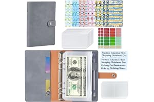 ‎GENORTH Binder Budget Binder,42 Stück Geld Organizer Marble Pattern Budgetplaner,Geld Organizer with Kupferkante aus Metall,Reißverschlusstasche,Monatliches Haushaltsformular-Schwarz. (Grey01)