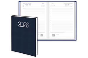 AGENDAS DEUSTO Agenda 2026 dia por página DEUSTO - Sincroniza con calendarios Google y Outlook - Agenda anual 2026 Trabajo tamaño A5 - Daily Planner - (Premium Azul)