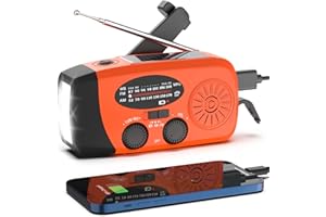 Solar Radio, Zexrow Tragbar Kurbelradio Dynamo Radio mit AM/FM Notfall Radio mit 2000mAh Wiederaufladbare Powerbank, SOS-Alarm, LED Taschenlampe, USB Handy Lader für Camping Ourdoor (Orange)