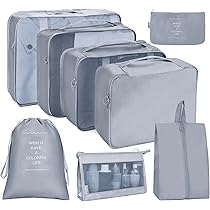 OSDUE Inpakkubussen, 8 stuks reisorganizer, inpaktassen, reisbagage, inpakorganizers, waterdichte reisbenodigdheden, tas voor kleding, schoenen, cosmetica, toiletartikelen, opbergzakken (Koreaans blauw