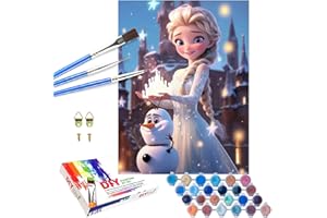 QDUODUO Eiskönigin Malen Nach Zahlen Kinder Erwachsene, 40x50cm Cartoon Froze Eisa Prinzessin Paint by Numbers mit Leinwand Pinseln Acrylpigment, Groß DIY Handgemalt Gemälde für Mädchen ab 6 Jahre