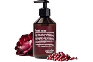 Jean & Len Mydło do rąk Pink Pepper & Dark Rose, czyści zmęczone dłonie, nadaje się do codziennego użytku, mydło w płynie w dozowniku z pompką, zmysłowy zapach, wegańskie, 250 ml