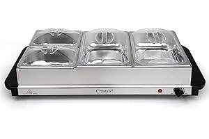 Crystals 4 Section Electric Food Warmer Buffet Server – Hostess Style Buffet Warmer with 4 Tray Compartments – Compact Electric Buffet Warmer – Ideal Food Warmer for Parties & Events