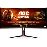 AOC Gaming CU34G2X - 34 Zoll WQHD Curved Monitor, 144 Hz, 1ms, FreeSync Premium (3440x1440, HDMI, DisplayPort, USB Hub) schwa