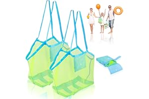 BYTLXM Borsa a Rete da Spiaggia, 2 Pezzi Borsa Porta Giochi Spiaggia, Grande Borsa da Spiaggia in Rete, Borsa Rete Giochi Spiaggia Pieghevole, per Vacanze in Famiglia, Riporvi Giocattoli