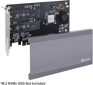 I/O CREST SI-PEX40129 Dual M.2 NVMe Ports to PCIe 3.0 x16 Bifurcation Riser Controller - Support Non-Bifurcation Motherboard