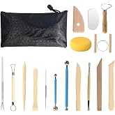 Cutefat Set of 17 Pottery Tools - Clay Wood Utensils | Manual Modeling Kit for Beginners and Professionals, Ideal for Pottery