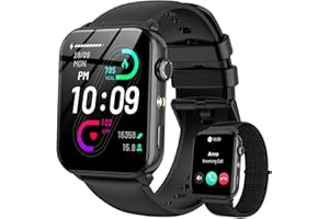 IOWODO Reloj Inteligente Hombre Mujer, Smartwatch Mujer con 2 Correas,1.91" Reloj Deporte con Funciún Llamadas y Whatsapp Mensajes Bluetooth,100 Modos Deporte para iOS Android Teléfono (Negro)