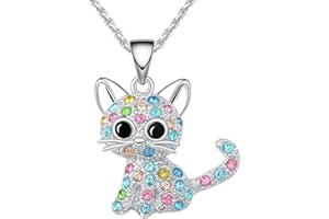 BeoTnp Cat Necklace, Girls Jewellery, Crystal Pendant Necklaces Cat Gifts for Girl, Kids Necklaces for Girls, Ideal for Birthday Gifts, christmas gifts for girls
