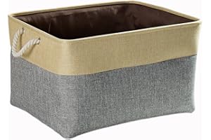 Mangata Caja de Almacenamiento Ropa, cestas de almacenaje Tela, Plegable Cajas organizadoras para Juguetes, armarios (Grande, Gris Beige)