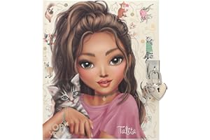 Depesche 12957 TOPModel Kitty and Doggy - Journal Intime Beige, avec modèle et Motif de Chat, Livre de 192 Pages lignées avec Serrure