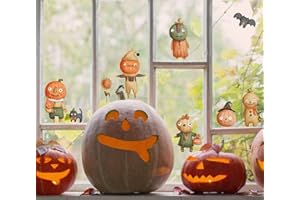 QuoteMyWall Cute Halloween Decorations Window Stickers Scarecrows Family Pumpkin Black Cat & Bat