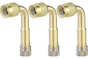 AMANDELIZABE 3 unidades de extensión de válvula de 90 grados, extensión de válvula de cobre, adaptador de válvula de ángulo – perfecto para coche, moto, bicicleta y scooter