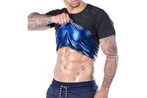 DAVBNM Men's Sauna Vest Men Sauna T Shirts Heat Trapping Sweat Waist Trainer, Sweat Sauna Suit Body Shaper Sweat Vest, Slimming Weight Loss Workout Suit Neoprene Training Jackets Clothes Exercise