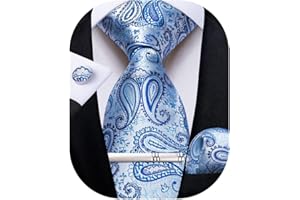 DiBanGu Men's Tie Set Paisley Necktie and Pocket Square Cufflinks Formal Wedding Business
