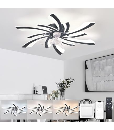 Buy LMiSQ Silent Ceiling Fan With LED Light And Remote Control Ceiling Fan With Lights 50CM DC Lamp With Fan Timer Dimmable Fan Ceiling Lamps Reversible (White) Online At Low Prices In - View #8