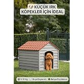 Flex K&uuml;&ccedil;&uuml;k Boy Plastik K&ouml;pek Kul&uuml;besi &ndash; Suya Dayanıklı Dış Mekan K&ouml;pek Evi 62x76x34 cm