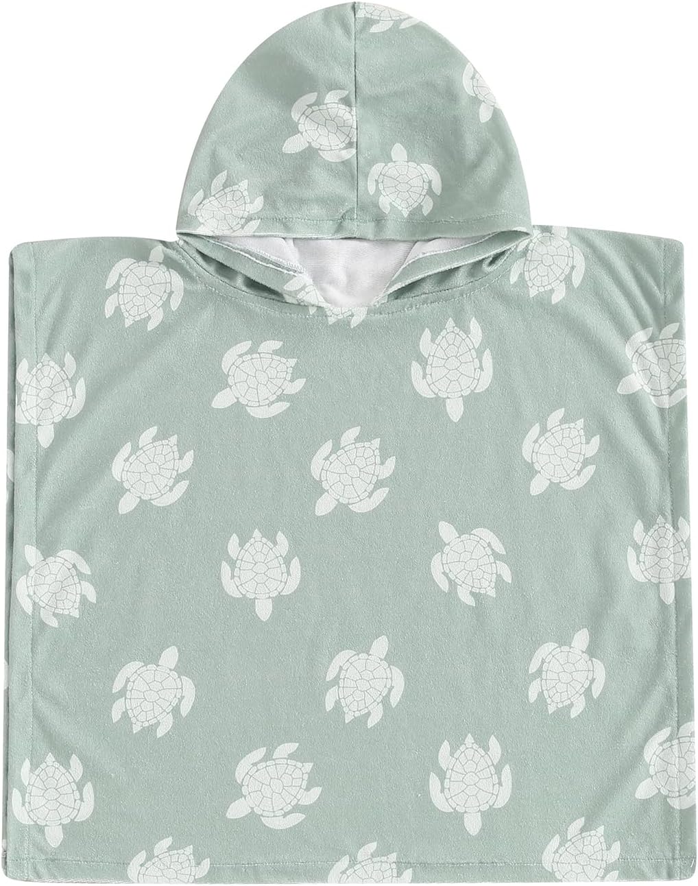 Geagodelia Hooded Swimming Poncho Towels for Kids Toddler Baby Boys Cute Animal Print Soft Changing Robe Towelling Beach Cover Up (Sea Turtle Green, 6-12 Months)