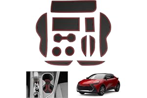 GAFAT Compatible avec Nouveau Toyota C-HR Hybrid 2024 2025 Tapis Antidérapants, CHR 2024 Tapis en Caoutchouc pour Console Centrale, Porte-Gobelet, Couture de Porte, C-HR 2024 Accessoires (Rouge)