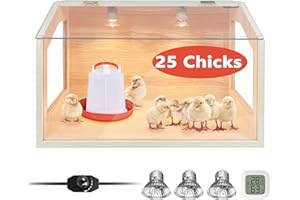 KoreTech Intelligent Brooder Box 20 Chicks with 2 Heat Lamps, Brooder Box for Small Animals,Chick/Duck/Quail/Hamster/Lizard, 16 x 12 x 12 Inch (up to 25chicks)