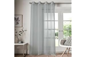 Roseley Eyelet Voile Curtain 1 Panel Mesh Light Living Room Patio Door Drape Nursery Sheer Organza Net Curtain Semi Transparent [Silver, W:58'' x D:36'']