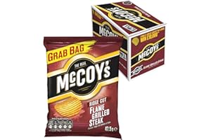 MCCOYS McCoy's Ridge Cut Crisps, Multipack Box of Flavoured Potato Crisp snacks, 36 x 47.5g – Flame Grilled Steak