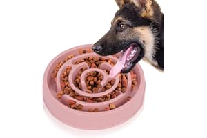 WSETYY Slow Feeder Dog Bowl, Slow Feeding Dog Bowl, Pet Slow Down Eating Bowl Anti-Choking, Healthy Eating Bowl for Dogs Cats (Pink)
