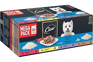 Cesar Selektion in Gelee Premium Hunde Nassfutter für Senior 10+ im Portionsbeutel Getreidefrei mit Superfoods in 4 Varietäten Megapack 40x100g