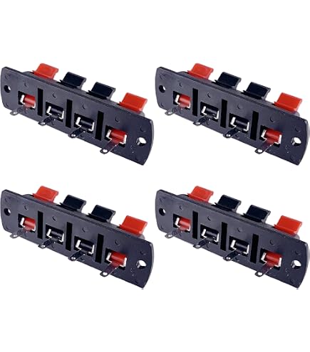 6-Pack 4-Pin 5mm Spring Lever Speaker Connectors - Compatible With Russound, Speakercraft