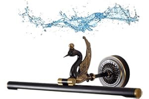 ‎LANMOU LANMOU LED Spiegelleuchte Retro Aus Messing 4000K Neutralweiß, IP44 LED Wandleuchte Badezimmer Spiegelschrank Leuchte, Einstellbar Bilderleuchte Vintage, Schwan Spiegellampe Dekor,Schwarz,35CM/7W