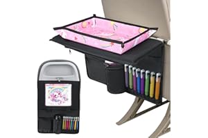 Babenest Kids Travel Tray Table Cover with Tablet Holder, Plane essentials for Toddler, Airplane Travel Tray with Pockets, Travel Essential Must-Haves for Train and Flying Supplies (Unicorn Pink)